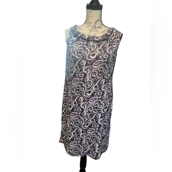 Worthington Petite Size 12 Purple and White Swirl Dress - Picture 1 of 10